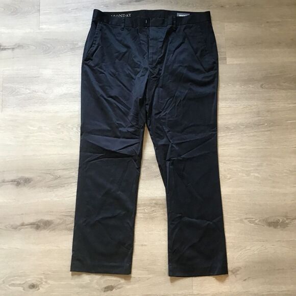 Bonobos Chino Pants Monday Mens 38 X 30 Black Flat Front Straight Leg Golf - Picture 1 of 8